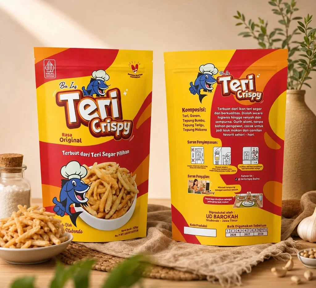 Kemasan pouch Teri Crispy Bu Ins